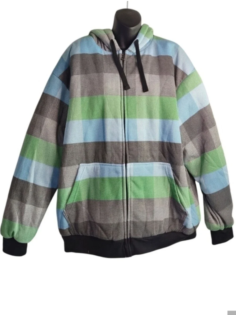 Original Deluxe Mens Hooded Jacket Multicolor Plaid Faux Sherpa Lined Sz 2XL NWT
